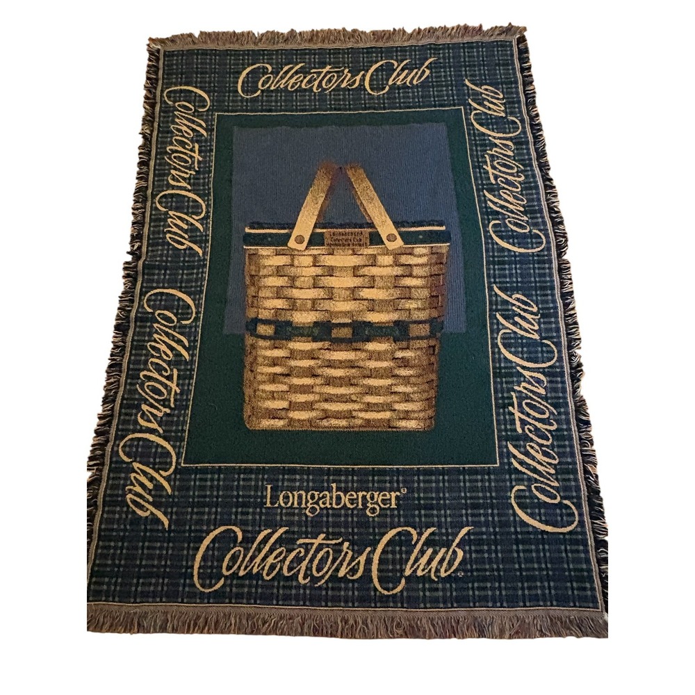 Longaberger 1999 Collectors Club Cotton Throw Blanket Wall Tapestry Basket VTG
